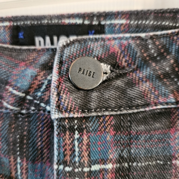 Paige Huxton Ankle Jeans Black Atlantic Tartan Plaid Size 27 - Picture 3 of 12
